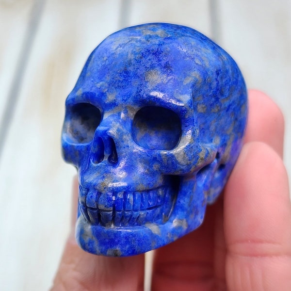 2" A+ Lapis Lazuli Skull 103g, Natural Undyed Bright Blue Lapis, Super Realistic Crystal Skull, Carved Lapis Lazuli Crystal from Afghanistan