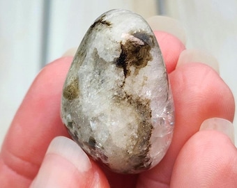 Cristal de fenacita AA+ de 1,3" (19 g), piedra preciosa de fenakita natural sin tratar, fenakita pulida o piedra de palma de fenacita, procedente de Rusia.