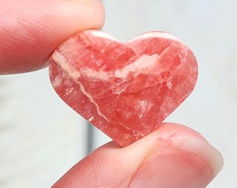 0.9" A+ Rhodochrosite Heart 3.6g, Gel Rhodochrosite Pocket Stone, Rhodochrosite Cabochon, Polished Rhodochrosite Crystal from Argentina