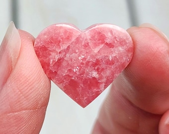 0.8" A+ Rhodochrosite Heart 4g, Natural Rhodochrosite Pocket Stone, Polished Tumbled Rhodochrosite Crystal Palm Stone from Argentina