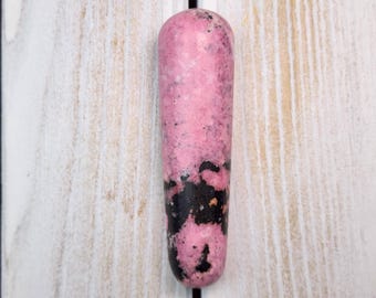 Varita de masaje de rodonita A+ de 9,4 cm (135 g), cristal de rodonita natural sin tratar, piedra de bolsillo de rodonita pulida de alta calidad, piedra de palma de rodonita