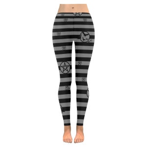 Striped Bats and Pentacle Low Rise Leggings