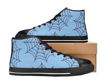 Pastel Goth Blue Spiderweb High Top Sneakers