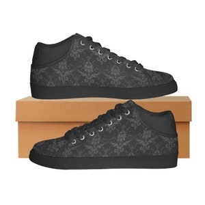 Gothic Damask Trainers Black and Grey unisex