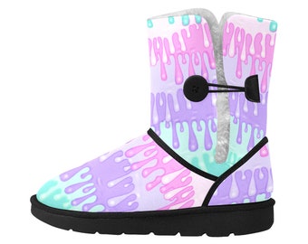 Pastel Goth Dripping Mid Calf Snow Boots