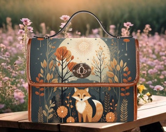 Fox Cottagecore Canvas Satchel Bag