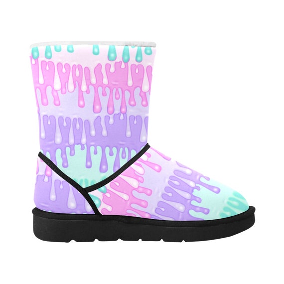 Shoes Womens Shoes Boots Rain & Snow Boots Pastel Goth Dripping Mid Calf Snow Boots 