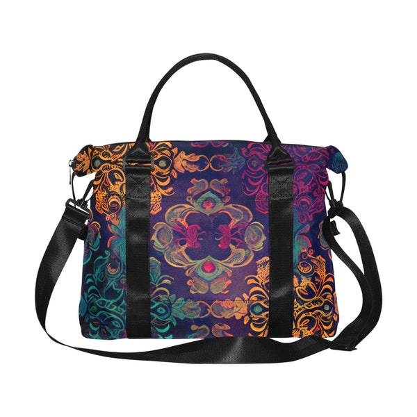 Multicoloured Damask Large Capacity Duffle Bag