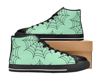 Pastel Goth Green Spiderweb High Top Sneakers