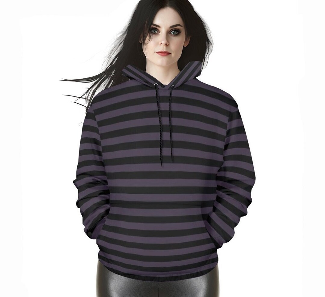 Alternative Striped Black and Dark Purple Unisex Hoodie Etsy