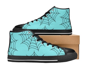 Pastel Goth Aqua Spiderweb High Top Sneakers