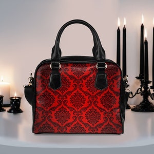 Gothic Damask Top Handle Handbag with Removable Shoulder Strap