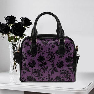 Gothic Floral Top Handle Handbag with removable shoulder strap