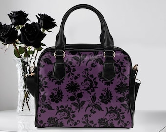 Gothic Floral Top Handle Handtasche mit abnehmbaren Schultergurt