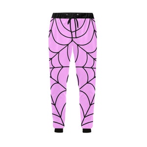 Pastel Goth Pink Spiderweb Casual Sweatpants