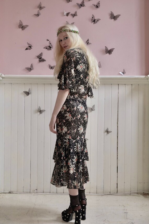 20s black silk chiffon dress and matching bolero s