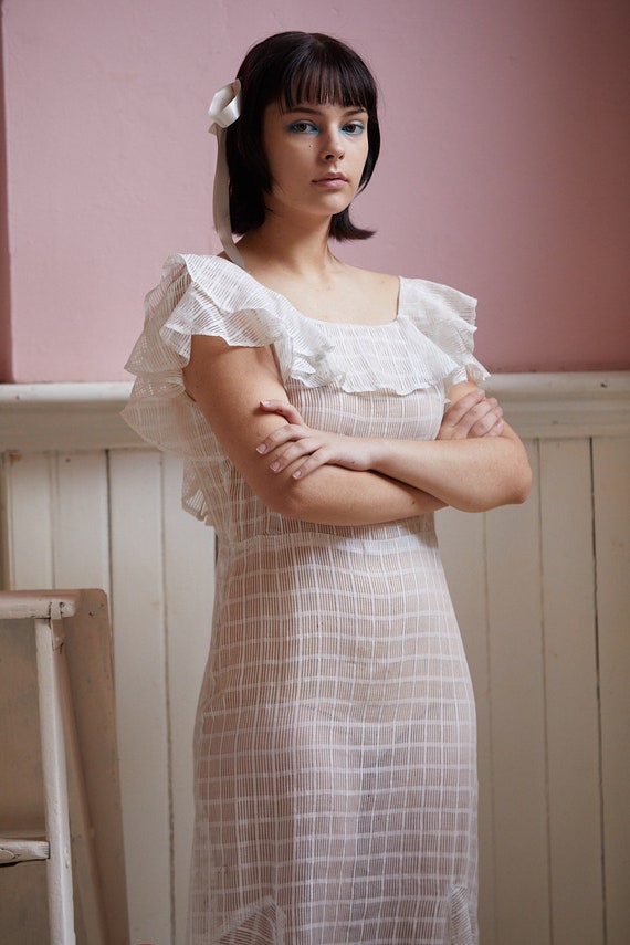 Vintage Bias cut White Cotton Dress