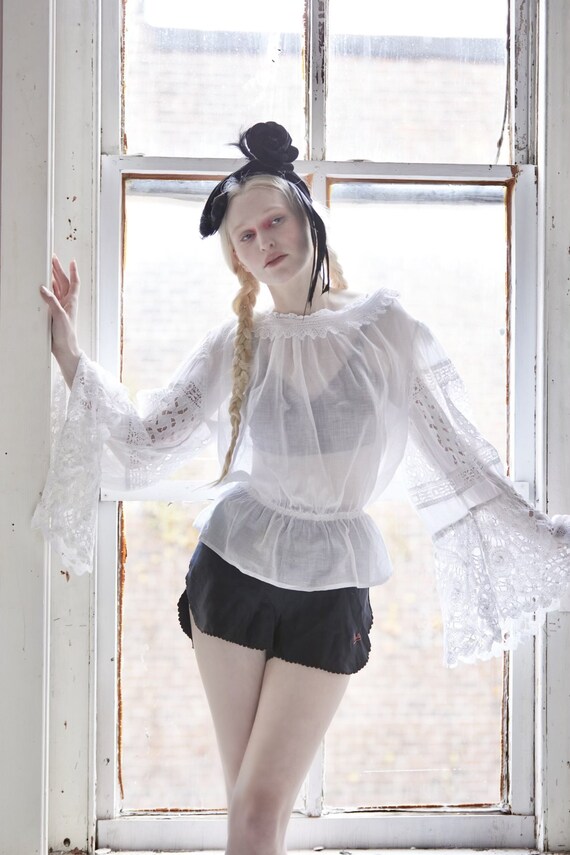 Vintage sheer white 1970s blouse