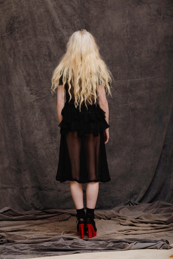 Vintage Black Silk Chiffon Dress