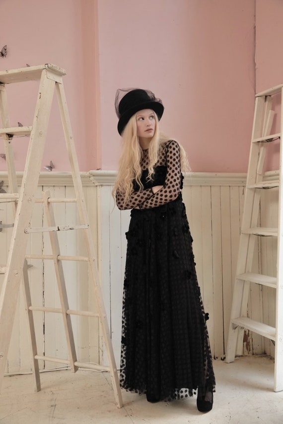 Vintage black empire waist gown