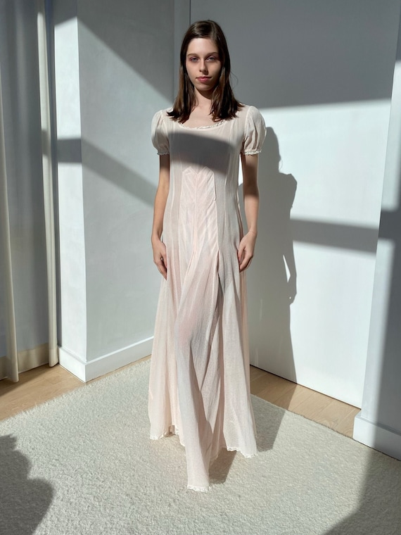 Vintage Original 1930s Pale Pink Silk Cloque Dress
