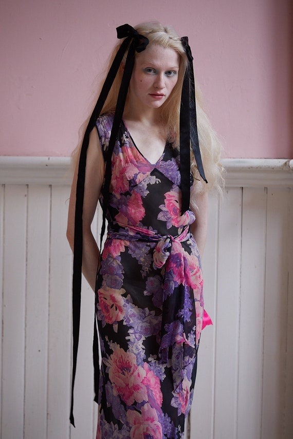 Vintage Bias cut 30s silk chiffon dress