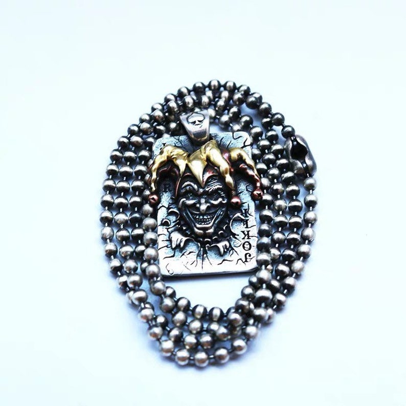 Joker pendant necklace silver necklace for men