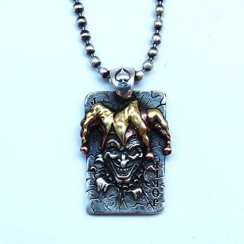 Joker pendant necklace silver necklace for men