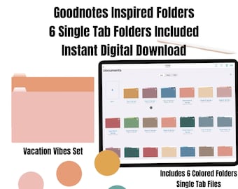 Chemise numérique pour fichiers Goodnotes - Six (6) chemises à un onglet