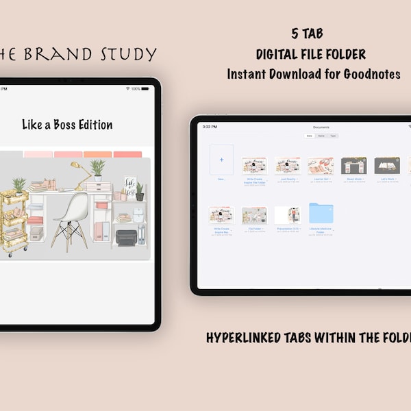 Goodnotes Compatible Digital File Folder, Like a Boss Edition for Goodnotes (app or ipad is not included). To Replace Blue Goodnotes Folder
