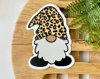 Leopard Gnome Vinyl Water Bottle Label Stickers, Teacher Macbook Waterproof Stickers