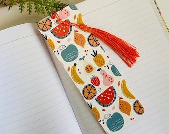 Fruit Bookmark with Tassel: Laminated Book Lover Gift