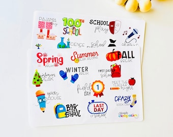 Cute Teacher Planner Stickers Sheet, Journal Stickers for Monthly Planning, School Events