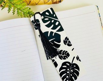 Cute Bookish Literary Book Mark Gifts For Book Lovers, Laminated Monstera Leaf Print