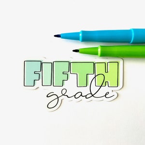 5th Grade Elementary Teacher Water Bottle Stickers, Fifth Grade Vinyl Computer Stickers