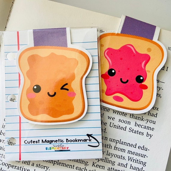 Cute Bookmark Page Holder Gift, Peanut Butter Paper Magnetic Bookmark, Bookworm Book Accessories