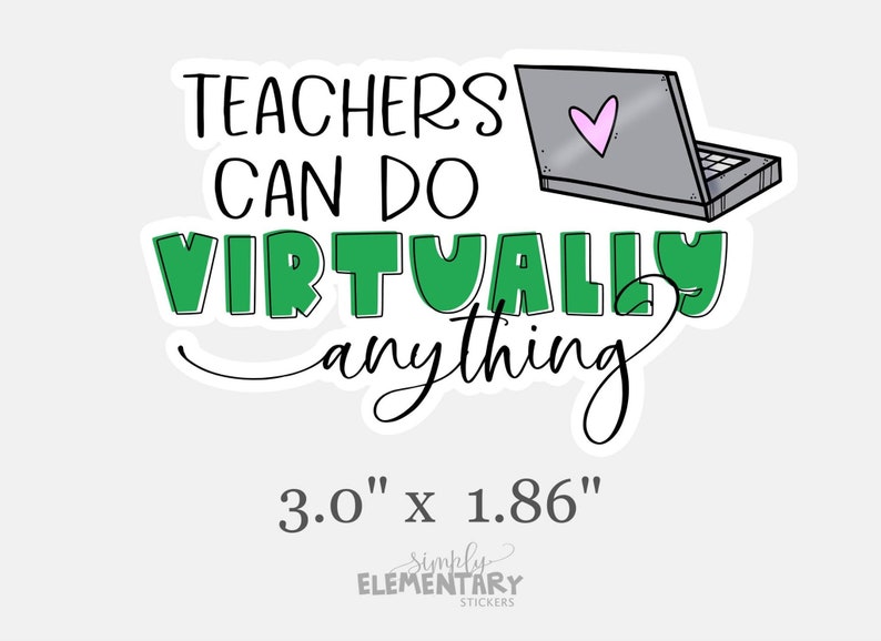 Virtual Learning Funny Teacher Laptop Waterproof Stickers Etsy
