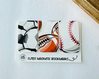Sports Magnetic Bookmark Set: Book Lover Gift, Planner Accessory