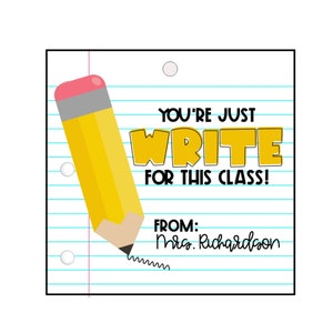 Zurück zu Schule Download Druckbare Lehrer Geschenkanhänger, bearbeitbare Vorlage Geschenkanhänger, Sie schreiben nur für diese Klasse
