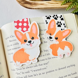 Cute Dog Lover Unique Gifts, Corgi Bookmark, Paper Magnetic Bookmark, Bookworm Book Accessories