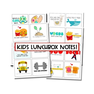 Blagues modifiables de boîte à lunch pour enfants, notes de boîte à lunch, modèles de cartes