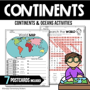 Kontinent & Weltkarten Arbeitsblätter zur Wortsuche, Sozialkunde Lernaktivitäten für Geographie und Homeschool Arbeitsblätter zum ausdrucken