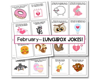 Lunch Box Jokes for Kids, Editable Lunchbox Notes, February Note Card Templates