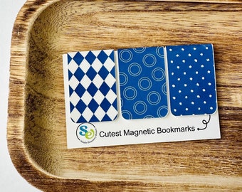 Cute Magnetic Bookmark Set, Bookish Book Lover Gifts, Bookworm Book Indigo Print Accessories