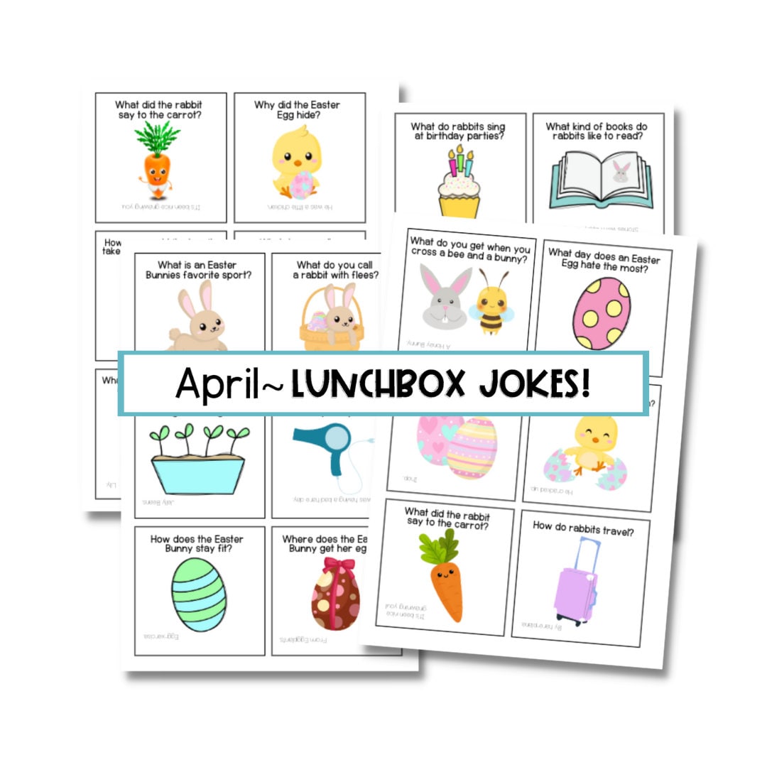 Editable Lunchbox Notes, April Lunch Box Jokes for Kids, Note Card ...