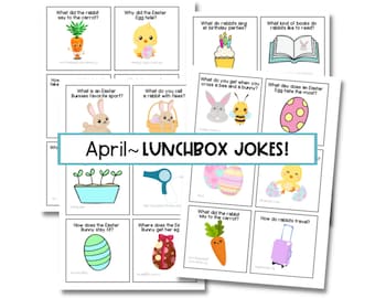 Editable Lunchbox Notes, April Lunch Box Jokes for Kids, Note Card Templates