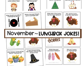 November Editable Lunchbox Notes For Kids, Lunch Box Jokes, Note Cards Templates