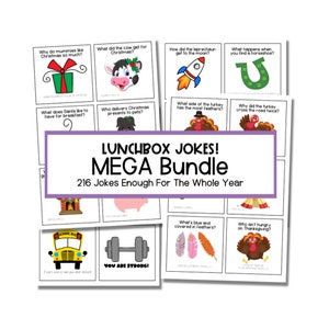 Méga lot de blagues sur la boîte à lunch pour enfants, notes modifiables sur la boîte à lunch, modèles de cartes de correspondance