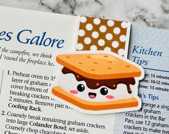 Kawaii S'mores Magnetic Bookmark: Book Lover Gift