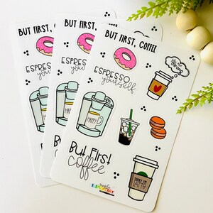 Cute Coffee Journal Stickers Sheet, Vinyl Waterproof  Planner Stickers